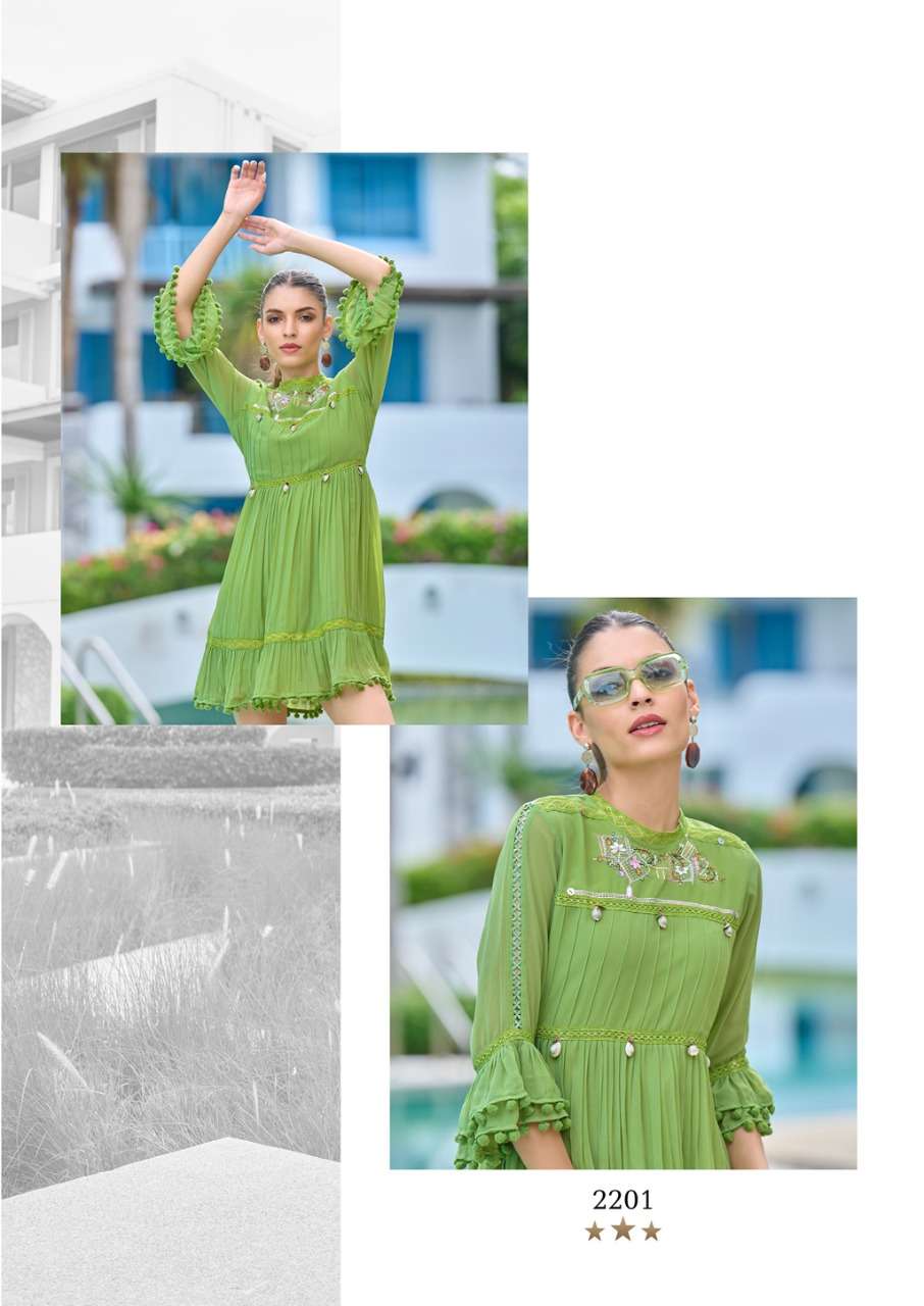 S3forever-tunic Vol 1-fabric-georgette-heavy Foxs-embroiderwork-kurti- Heavy-royal Crape-inner-2201-c